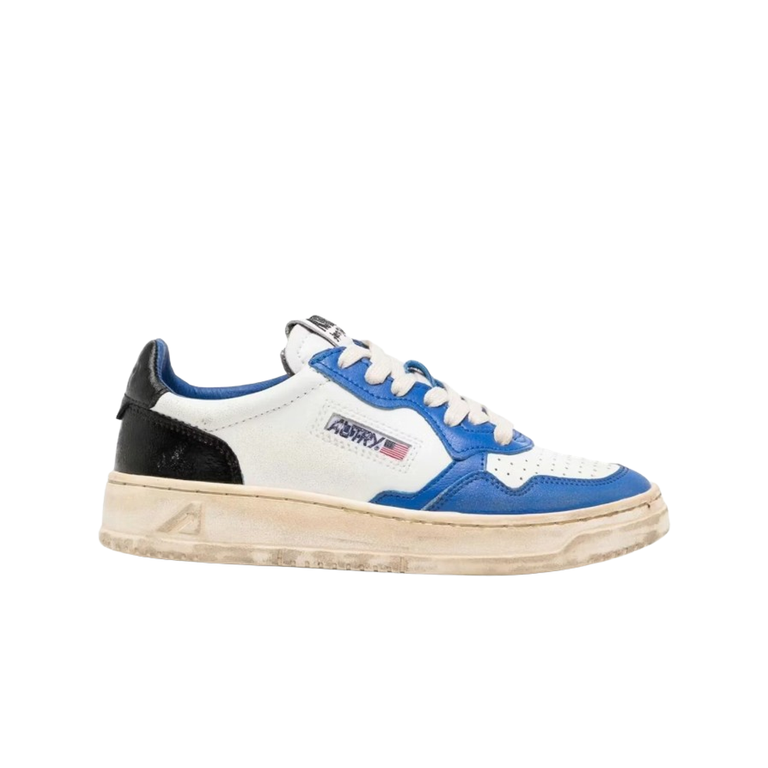 (W) 오트리 슈퍼 빈티지 메달리스트 로우 레더 스니커즈 화이트 블루((W) Autry Super Vintage Medalist Low Leather Sneakers White Blue) - 1