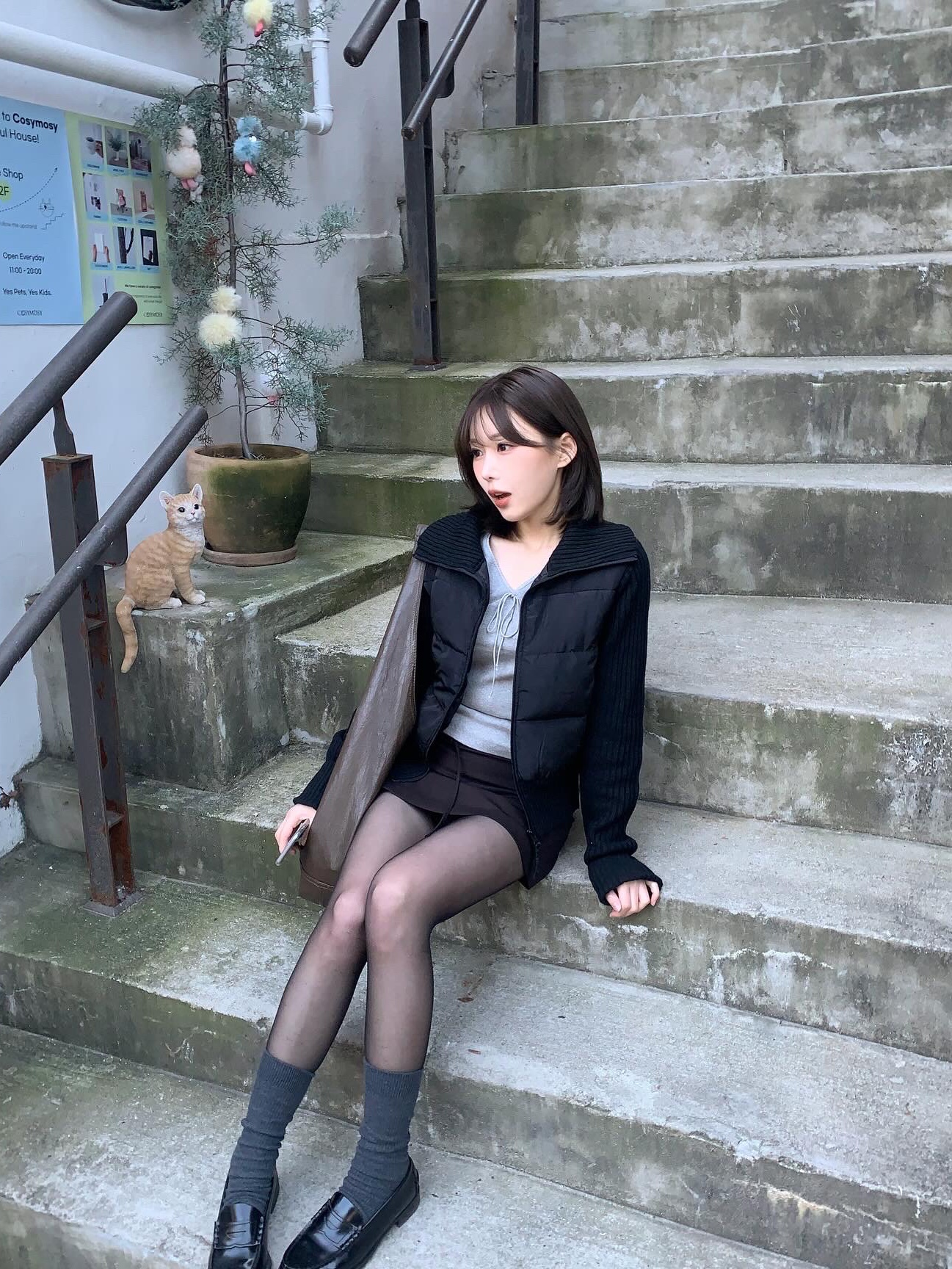 Haruta HS-304 Penny Loafer Black 착용 스타일 - 1