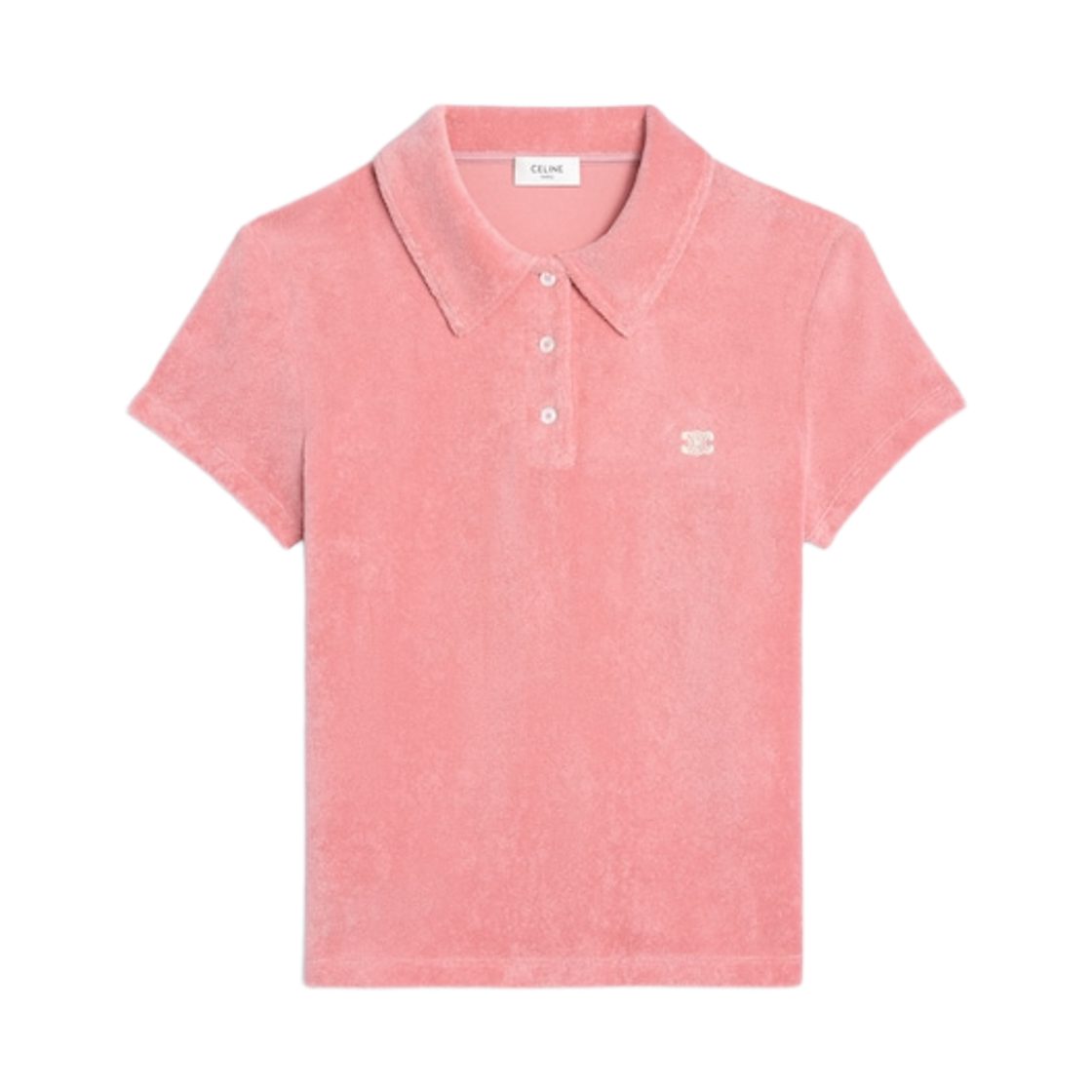 RX08L0A80-GBB4 (W) Celine Terry Cotton Triomphe Polo Rose Cream
