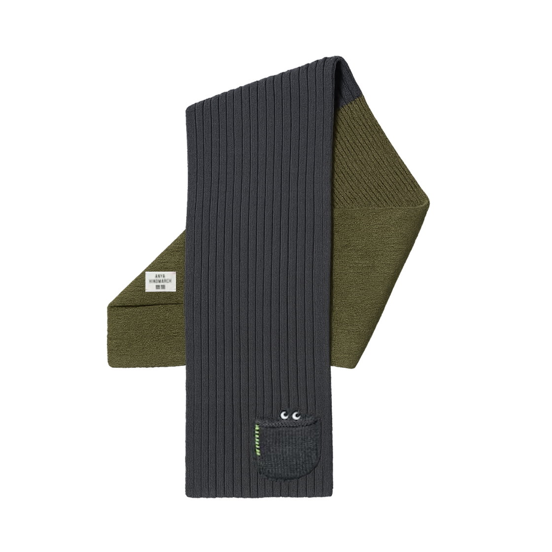 유니클로 x 안야 힌드마치 히트텍 니트 스톨 다크 그레이