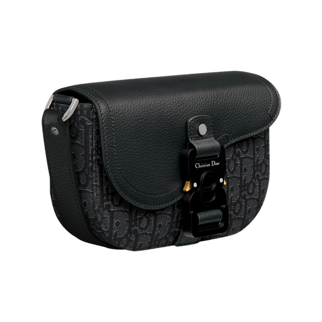 디올 새들 미니 플랩 스트랩 백 메탈릭 디올 오블리크 자카드 & 그레인드 카프스킨 실버 블랙(Dior Saddle Mini Flap Strap Bag Metallic Dior Oblique Jacquard & Grained Calfskin Silver Black) - 2