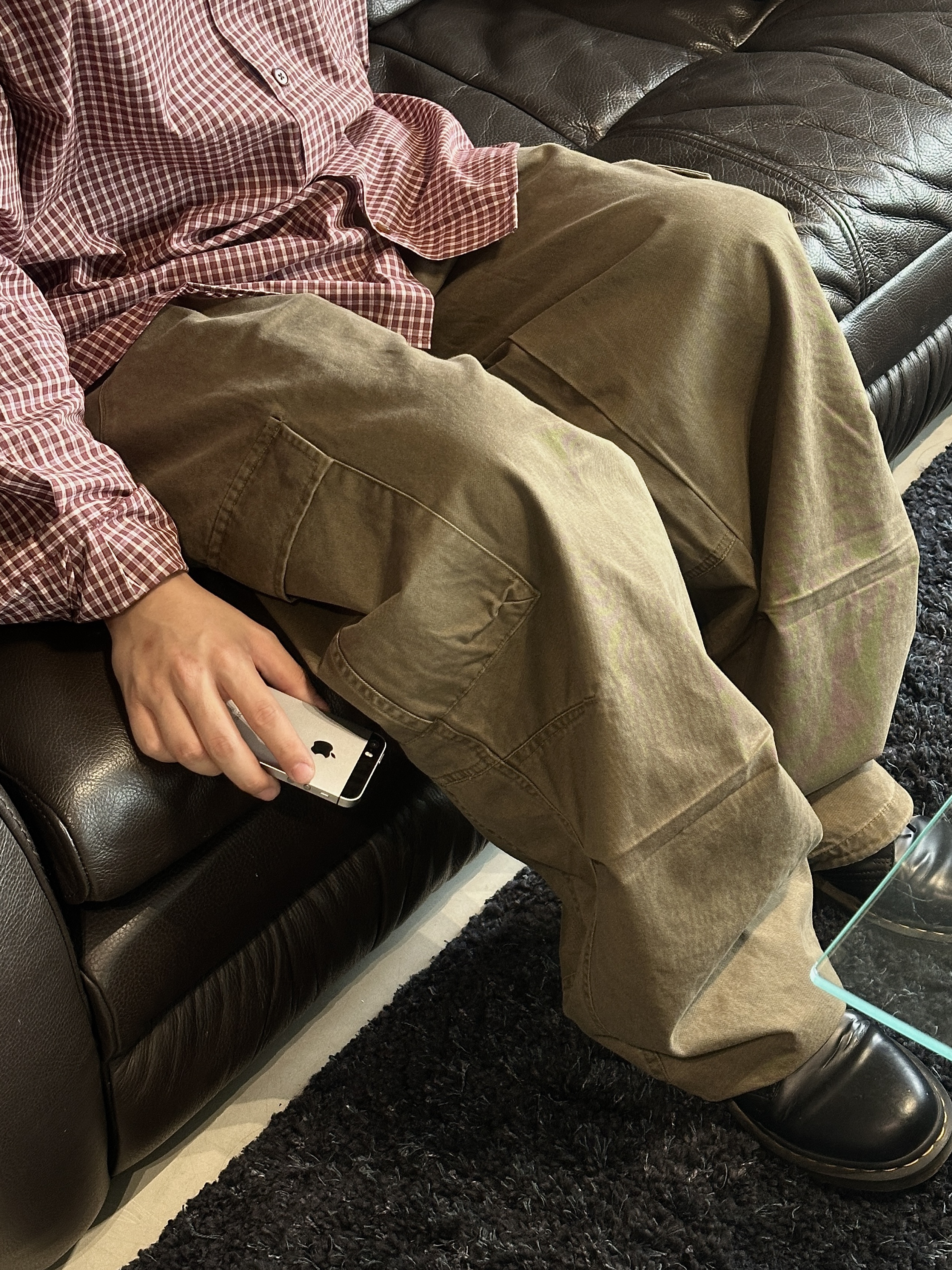 noun Washed Cargo Pants Khaki, Dr. Martens 1461 Smooth Black 착용 스타일 - 6