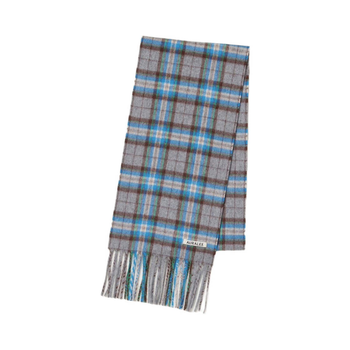 A25AM01MC Auralee Cashmere Check Stole Gray Blue Check