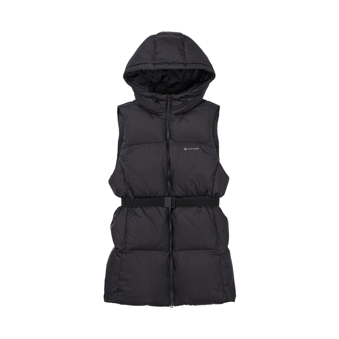 (W) 스노우 피크 티피코 후드 벨티드 다운 베스트 블랙((W) Snow Peak Tipico Hooded Belted Down Vest Black)