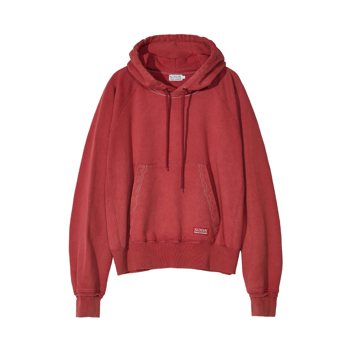 선데이세레머니 빈티지 페이드 후드 탑 - 레드(Sunday Ceremony Vintage Fade Hooded Top - Red)