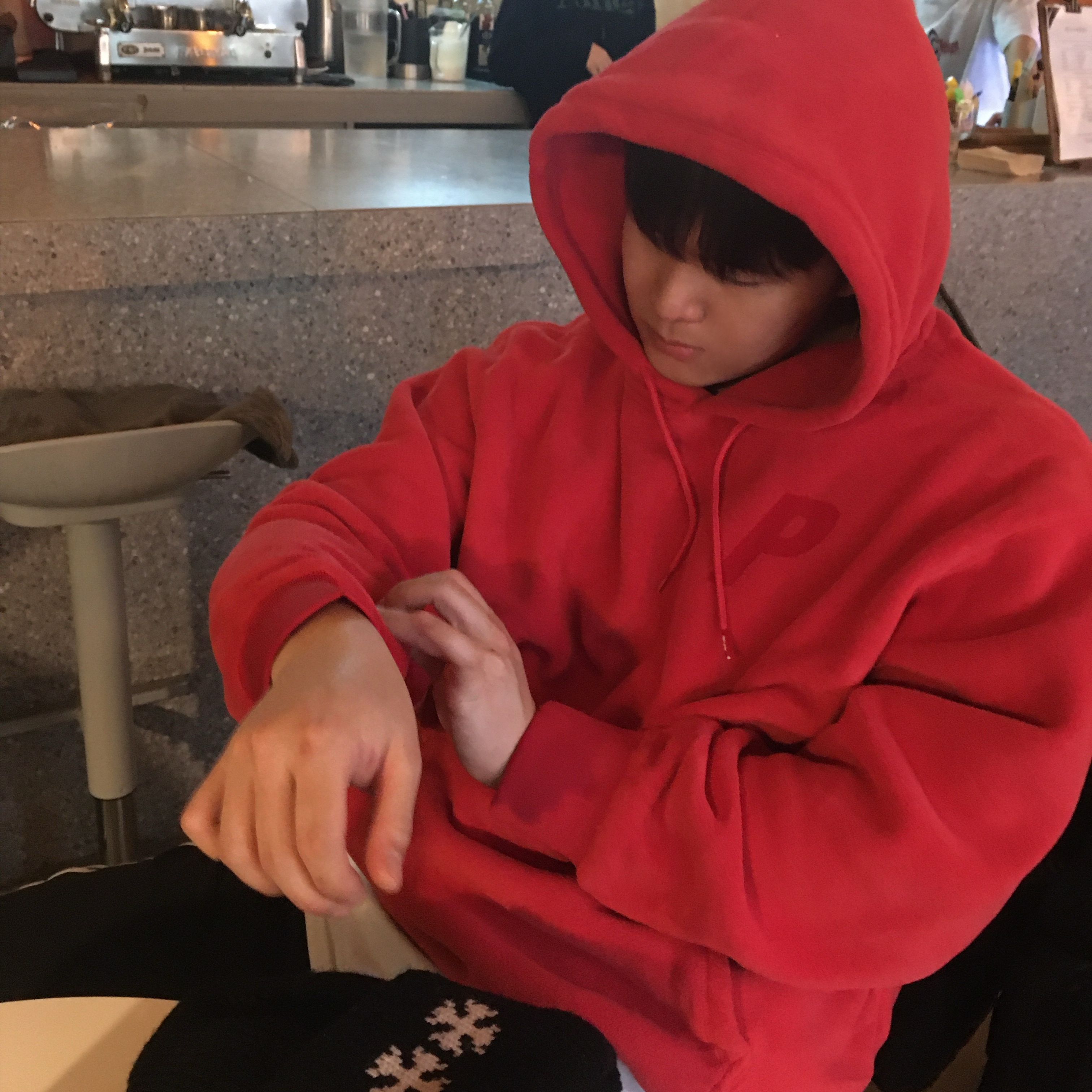 Palace Polartec P3 Hood Mars Red - 25FW 착용 스타일 - 1
