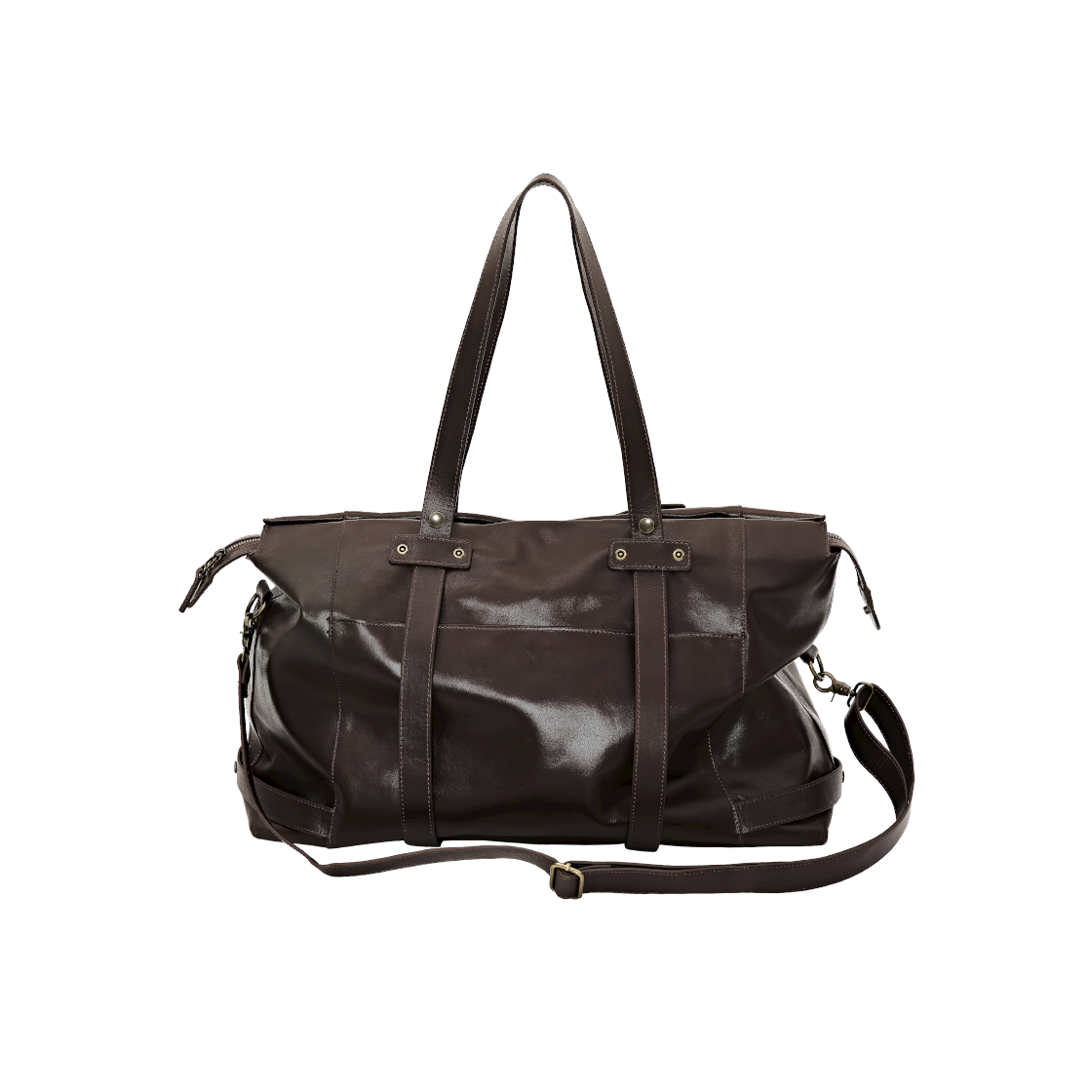 선데이세레머니 크랙 레더 투웨이 토트 백 - 브라운(Sunday Ceremony Crack Leather 2Way Tote Bag - Brown)