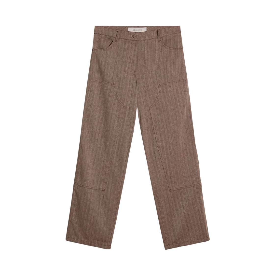 GWP02462-P002090-40190 (W) Golden Goose Micro Chevron Wool Blend Pants Light Brown