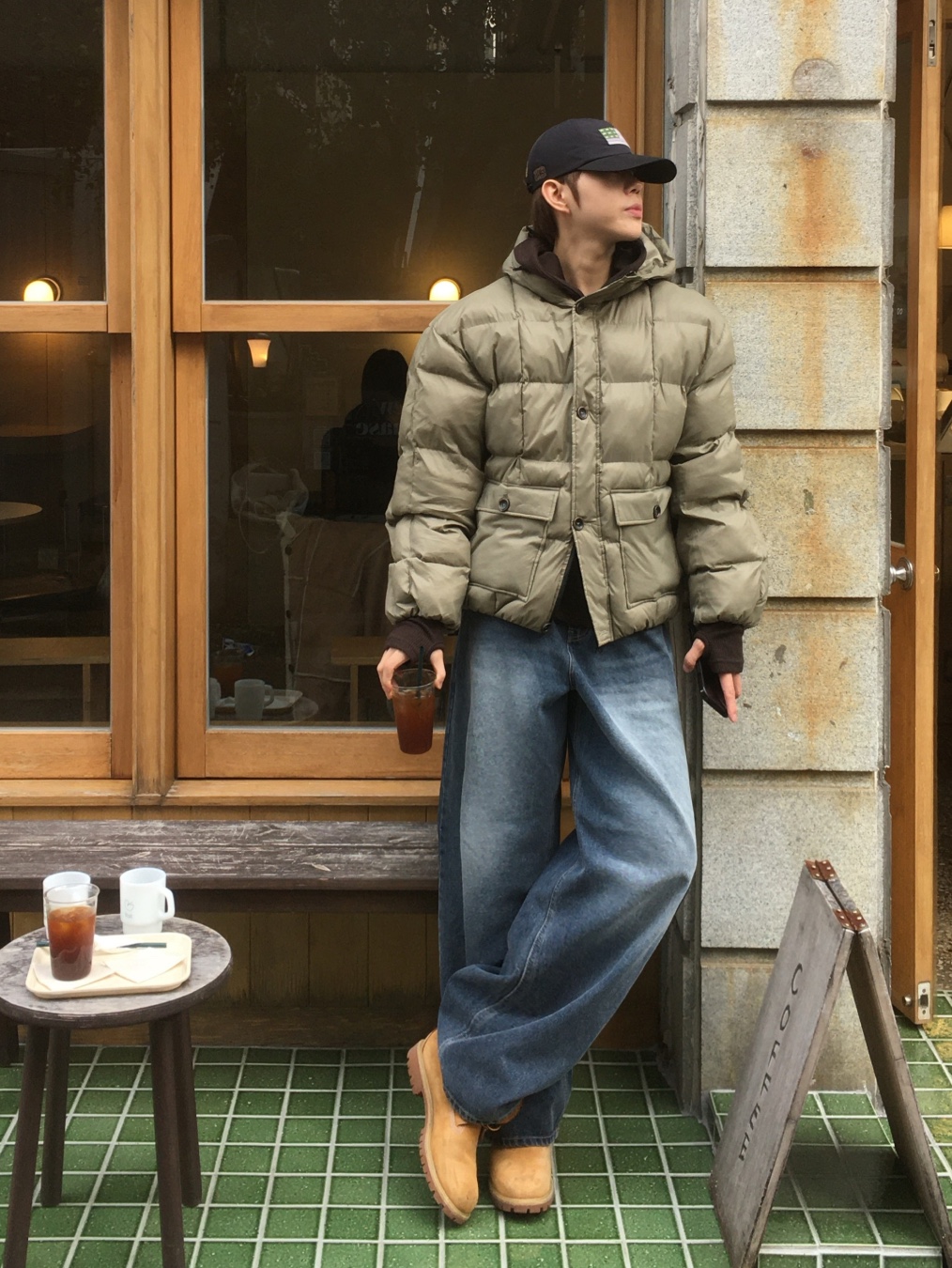 Black Yak Climbing Stone Master Down Jacket Urban Blue, Musinsa Standard Iron Light Down Jacket Yellow Green 착용 스타일 - 3