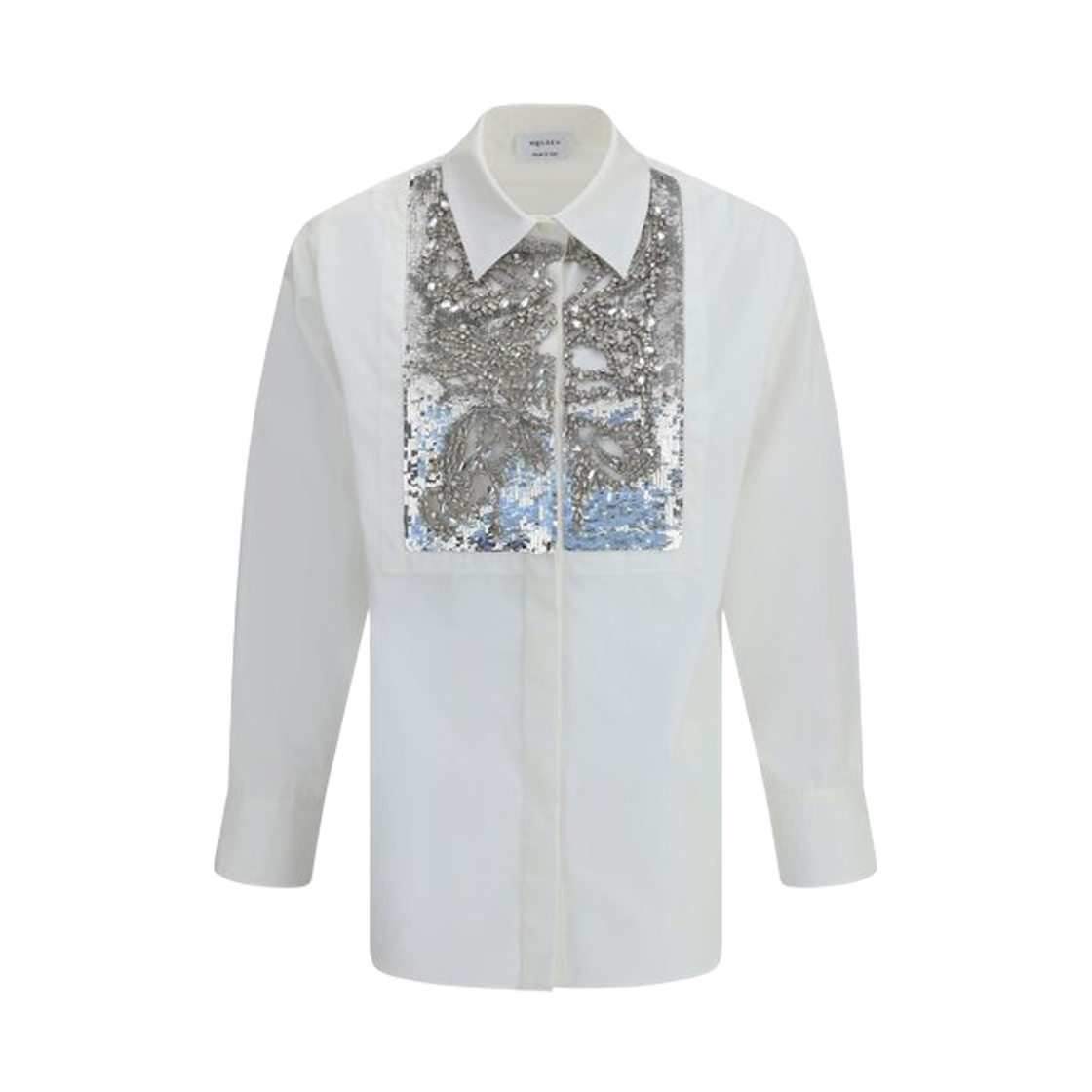 838811QZAPS9000 (W) Alexander McQueen Crystal Embroidered Shirt White