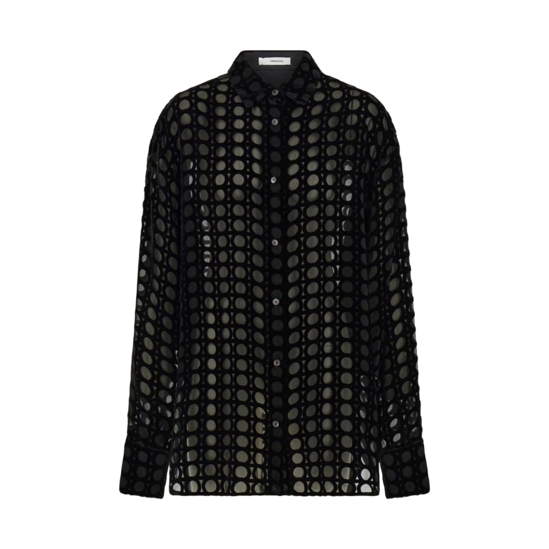 (W) 페라가모 데보레 벨벳 셔츠 블랙((W) Ferragamo Devore Velvet Shirt Black)