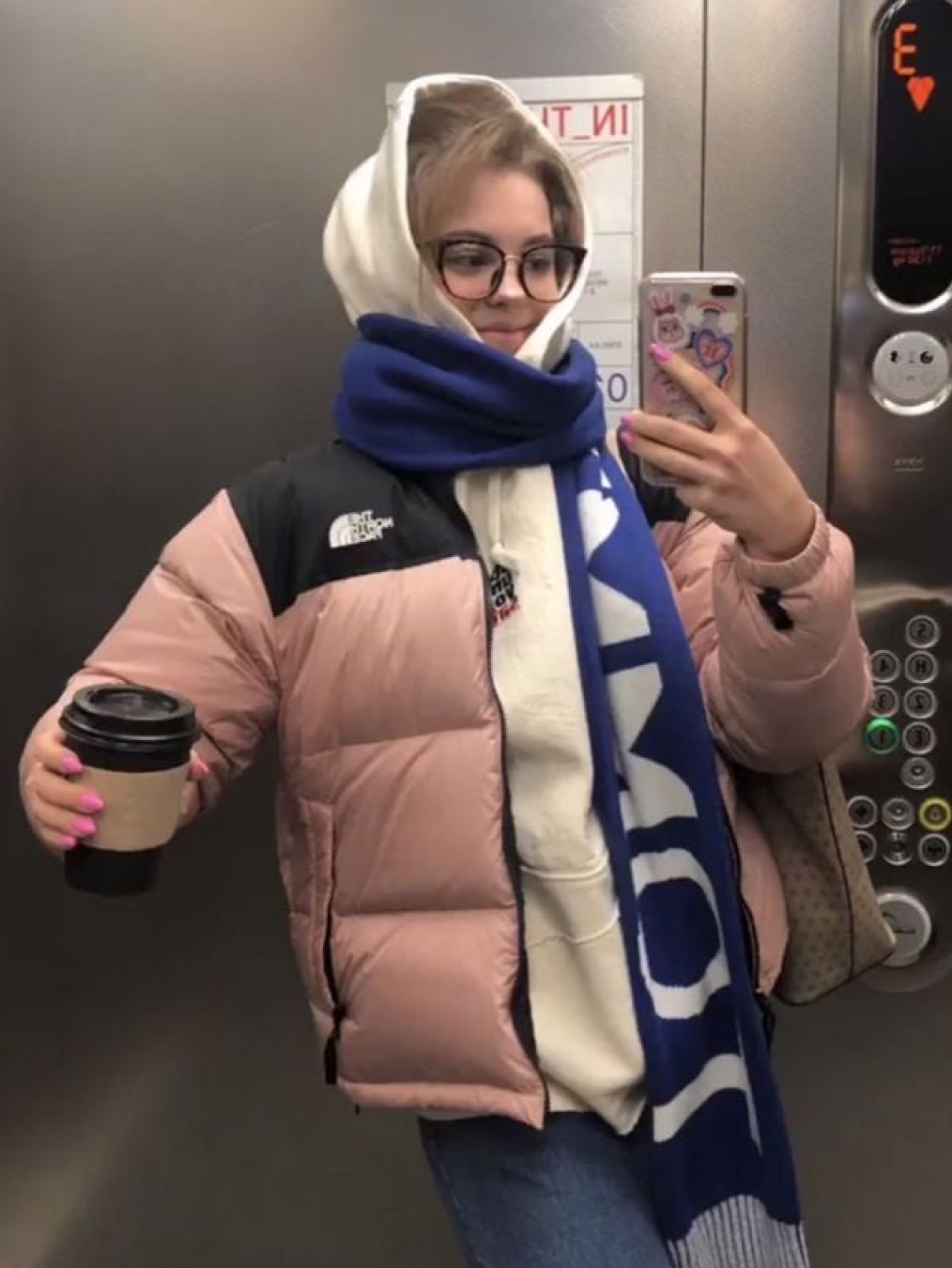The North Face White Label Novelty Nuptse Down Jacket Heather Gray, (W) The North Face Hydrenalite Down Hoodie Brown 착용 스타일 - 8