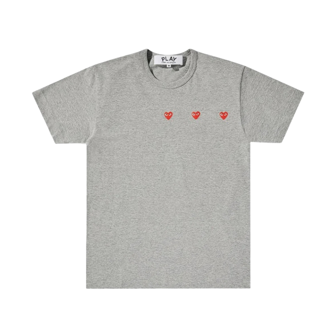 플레이 꼼데가르송 트리플 하트 프린트 티셔츠 그레이(Play Comme Des Garcons Triple Hearts Print T-Shirt Grey) - 1