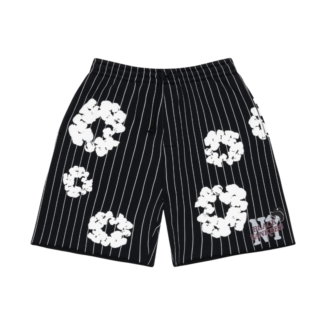 - Denim Tears Pinstripe Wreath Sweat Shorts Black