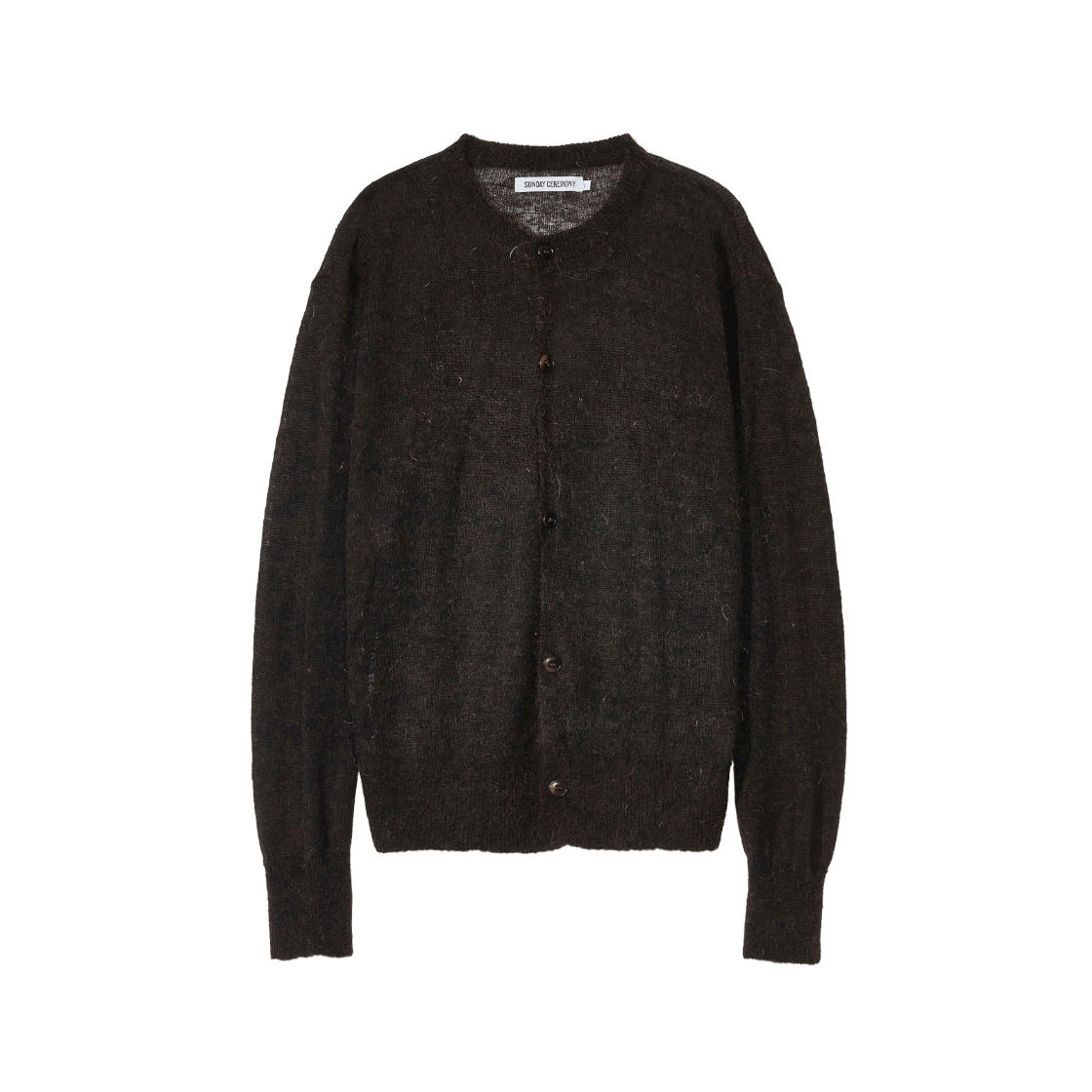 선데이세레머니 쉬어 모헤어 가디건 - 브라운(Sunday Ceremony Sheer Mohair Cardigan - Brown)