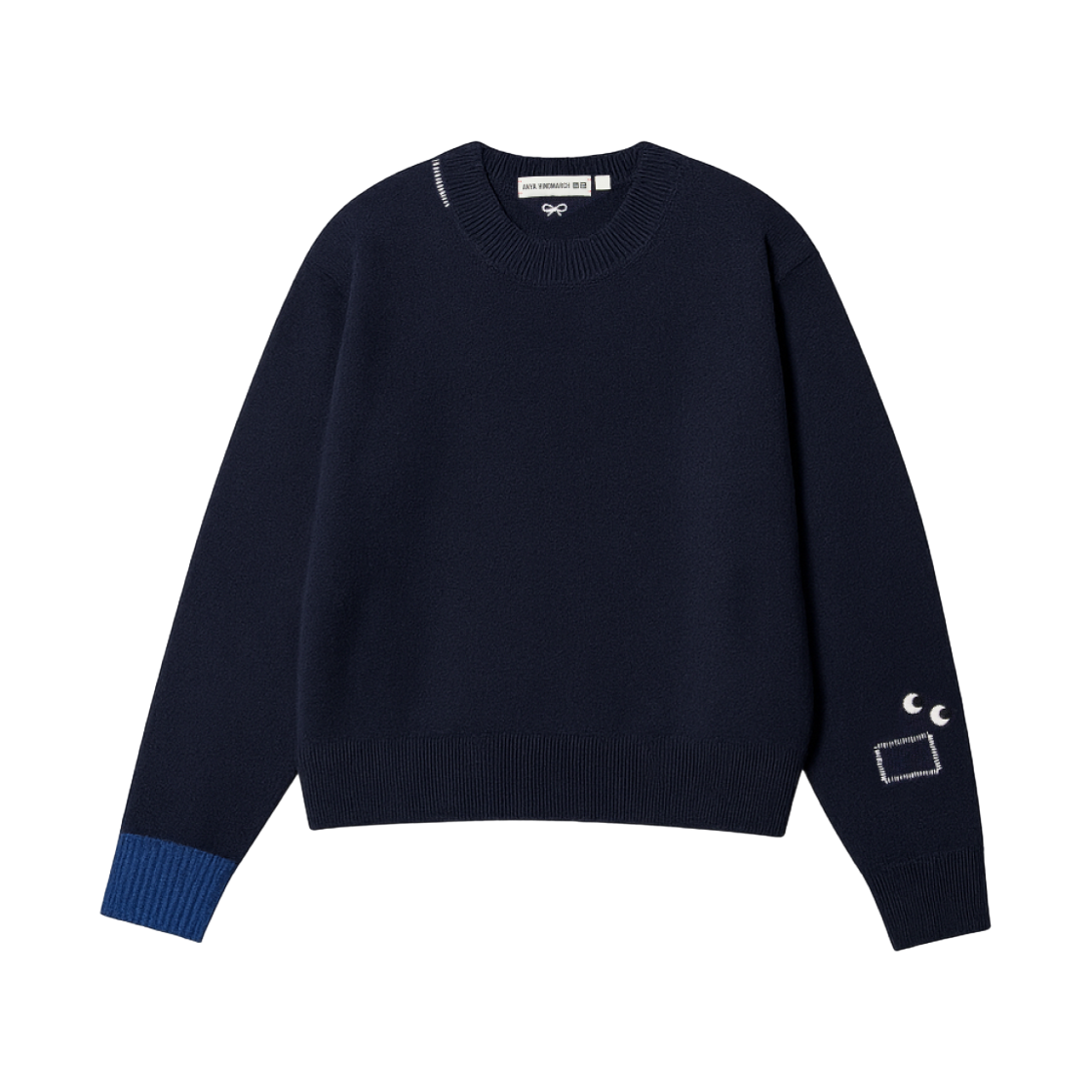 유니클로 x 안야 힌드마치 프리미엄 램스울 롱슬리브 크루넥 스웨터 네이비 - KR(Uniqlo x Anya Hindmarch Premium Lambswool Long Sleeve Crew Neck Sweater Navy - KR)