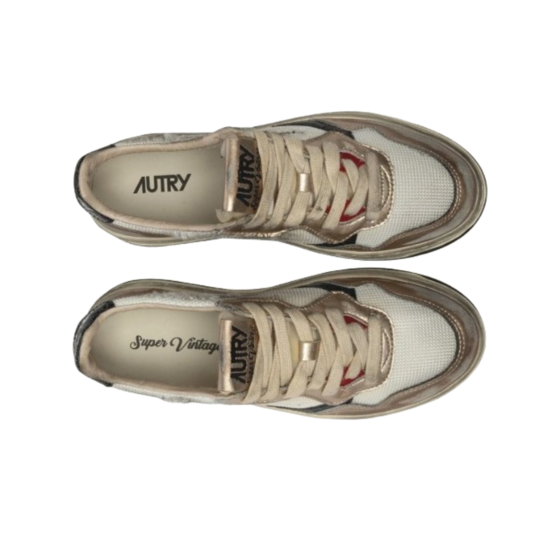 (W) 오트리 슈퍼 빈티지 메달리스트 로우 레더 스니커즈 화이트 골드((W) Autry Super Vintage Medalist Low Leather Sneakers White Gold) - 2