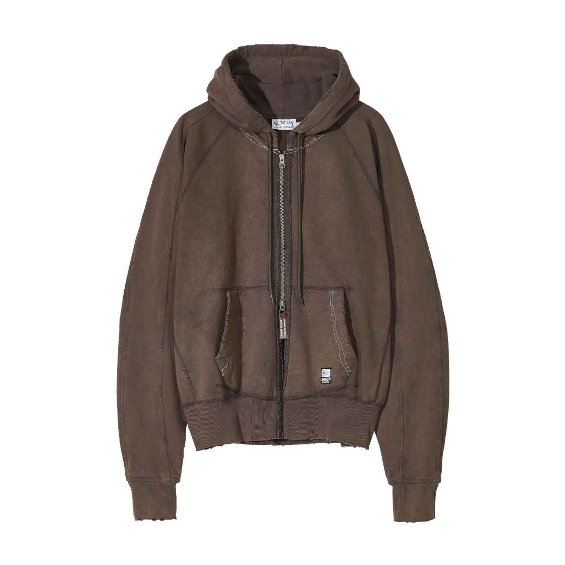 선데이세레머니 페이드 후드 집업 - 브라운(Sunday Ceremony Fade Hooded Zip-Up - Brown)