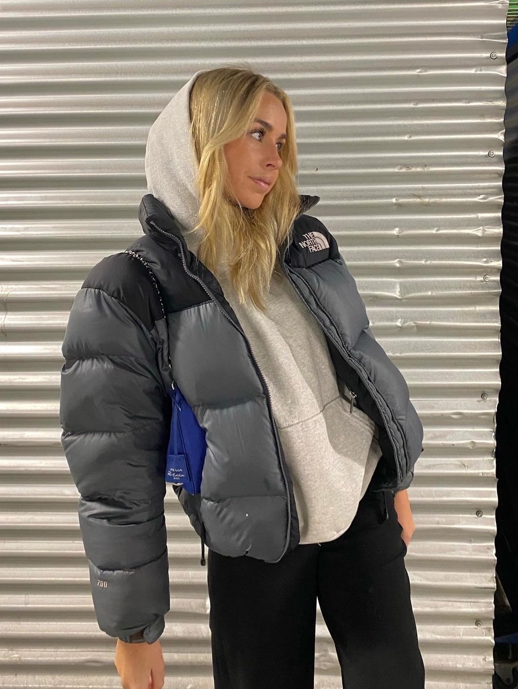 The North Face White Label Novelty Nuptse Down Jacket Heather Gray, (W) The North Face Hydrenalite Down Hoodie Brown 착용 스타일 - 2