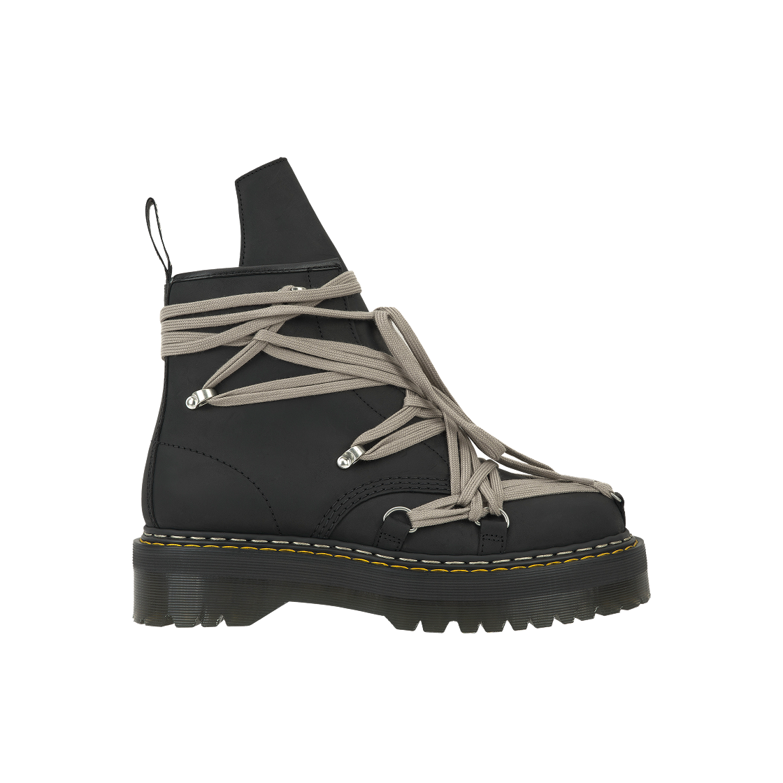 41818001/DM02E68128001-09/DW02E68128001-09 Dr. Martens x Rick Owens 1460 Quad Sole Mega Lace Boots Black