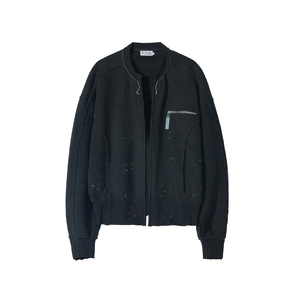 선데이세레머니 페인티드 스웻 봄버 자켓 - 블랙(Sunday Ceremony Painted Sweat Bomber Jacket - Black)
