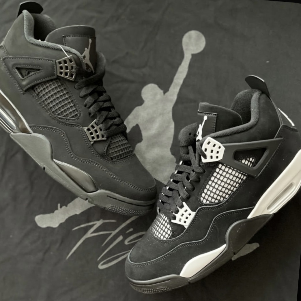 Jordan 4 Retro Black Cat 2025, Jordan 4 Retro White Thunder 착용 스타일