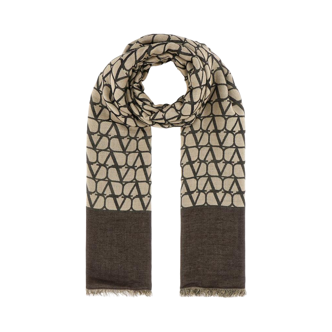 ED007MLAE21 Valentino Signature Vlogo Foulard Beige Black