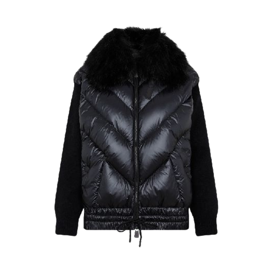 (W) 몽클레르 패딩 울 & 알파카 집업 가디건 블랙 - 22FW((W) Moncler Padded Wool & Alpaca Zip-Up Cardigan Black - 22FW)