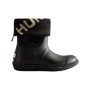 (W) Hunter Sherpa Logo Boots Black White Willow