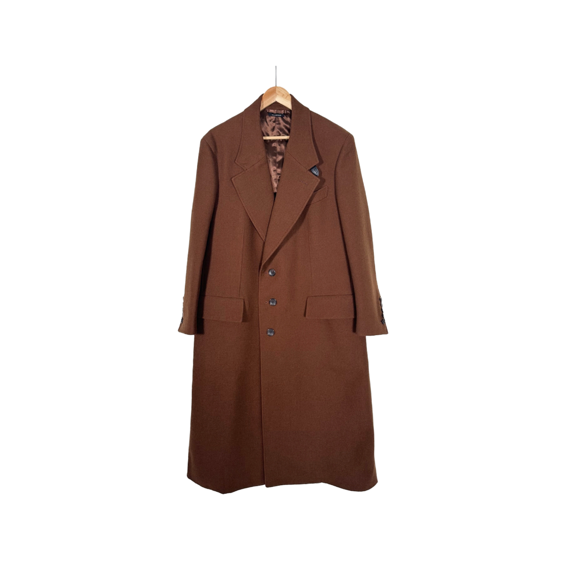 IT763L328H3W Tom Ford Men's Leather Wool Cashmere Single Long Coat - Brown