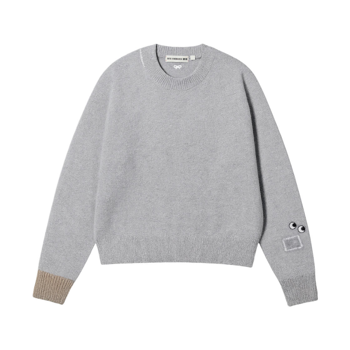 유니클로 x 안야 힌드마치 프리미엄 램스울 롱슬리브 크루넥 스웨터 라이트 그레이 - KR(Uniqlo x Anya Hindmarch Premium Lambswool Long Sleeve Crew Neck Sweater Light Gray - KR)