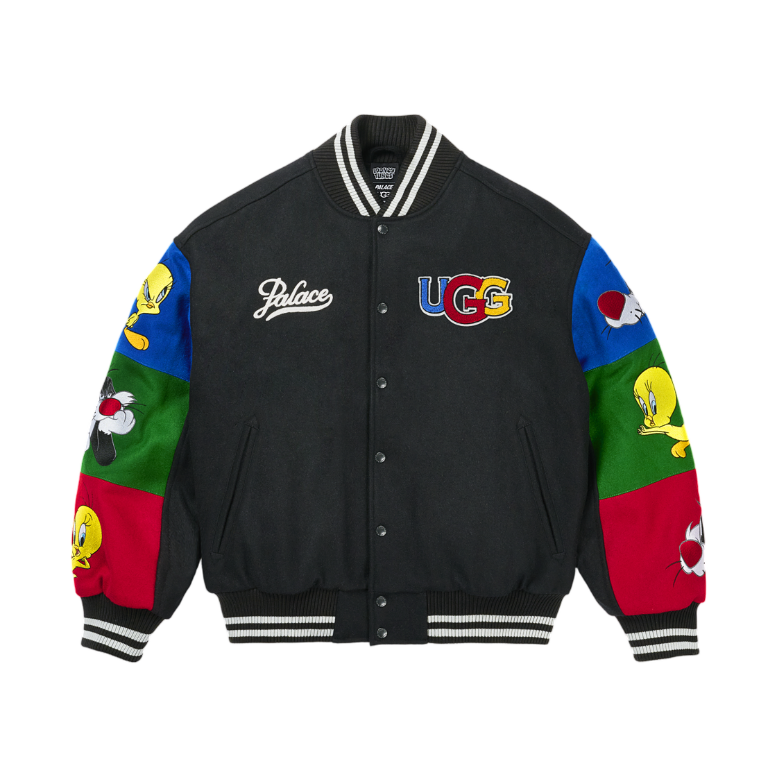 팔라스 x 어그 x 루니 툰 바시티 자켓 블랙 - 25FW(Palace x UGG x Looney Tunes Varsity Jacket Black - 25FW) - 3
