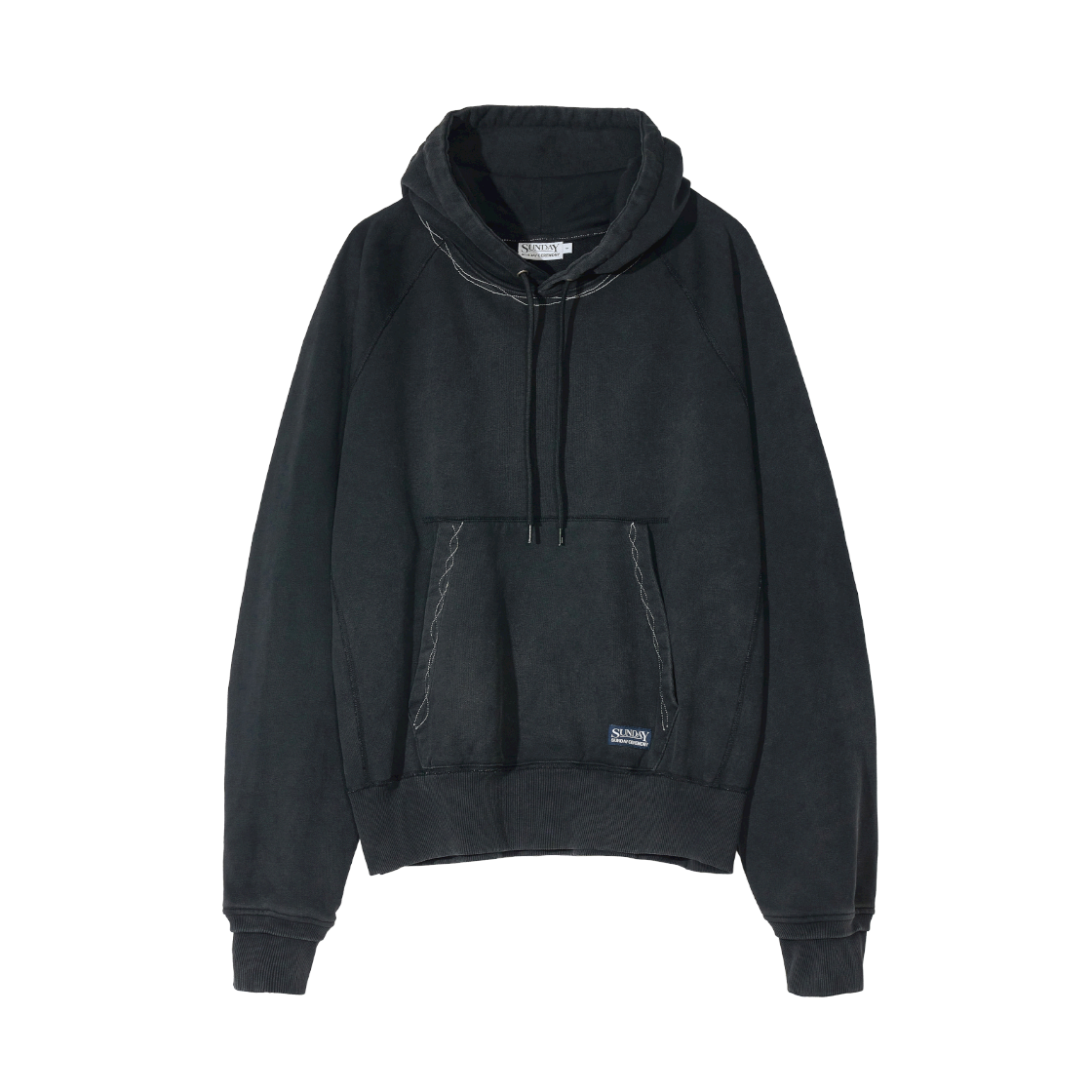 선데이세레머니 빈티지 페이드 후드 탑 - 블랙(Sunday Ceremony Vintage Fade Hooded Top - Black)