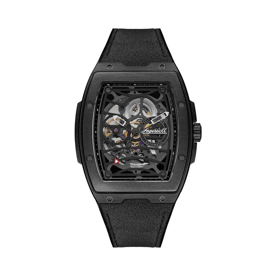 잉거솔 챌린저 44.6mm I12307 오토매틱 스테인리스 스틸 IP 건 IP 블랙 블랙 다이얼(Ingersoll Challenger 44.6mm I12307 Automatic Stainless Steel IP Gun IP Black Black Dial)