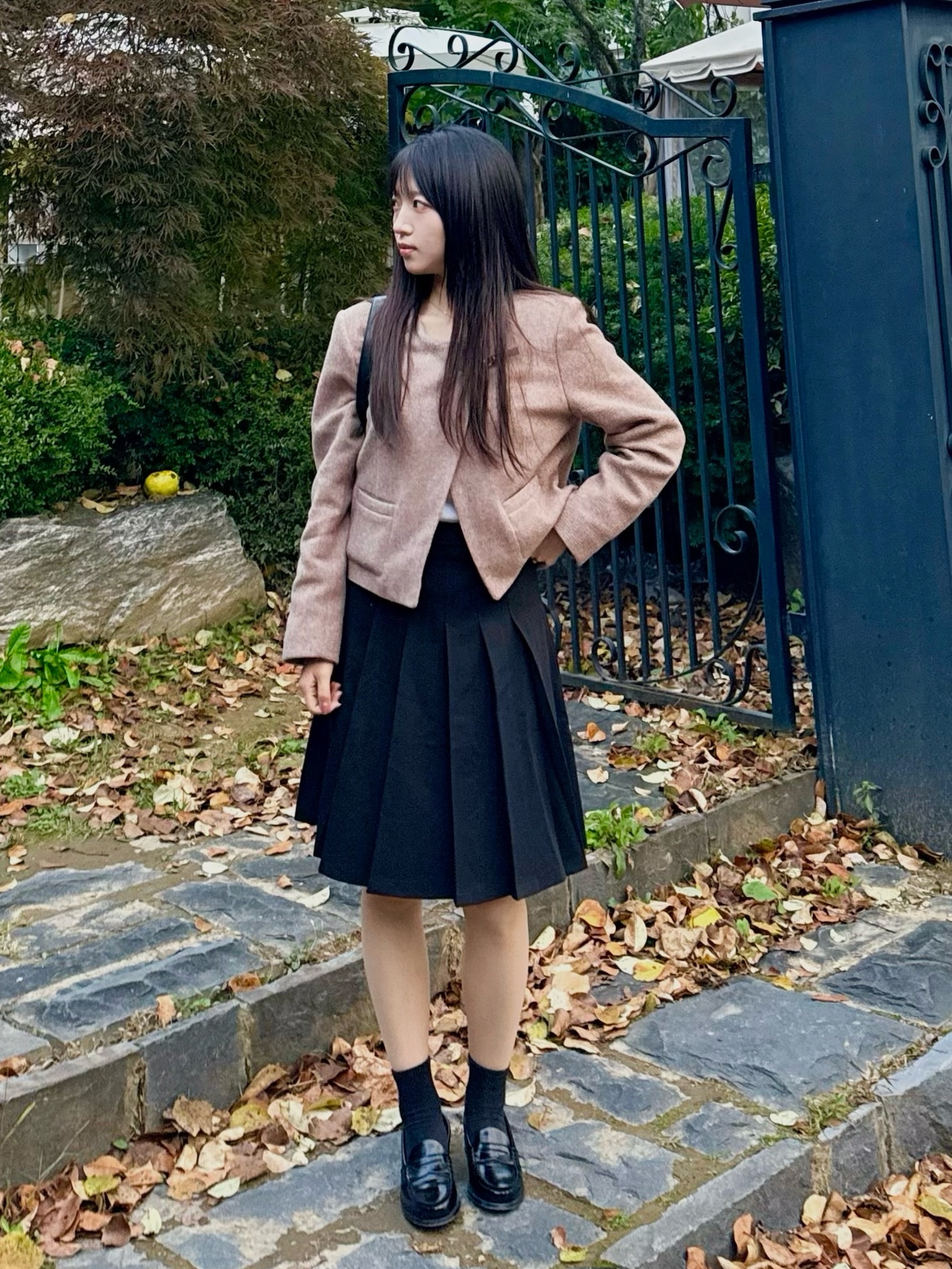 Haruta HS-4514 Penny Loafer Black 착용 스타일 - 2