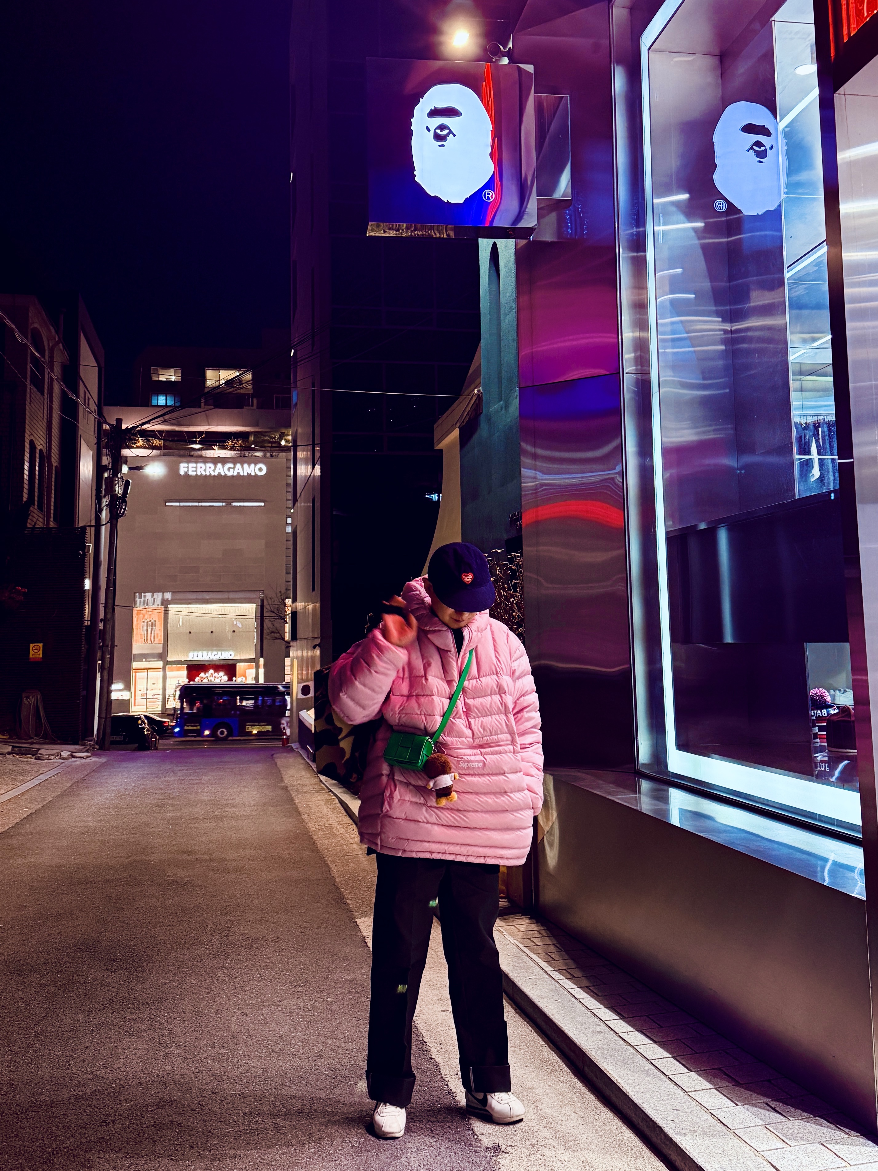 Supreme Micro Down Half Zip Hooded Pullover Light Pink - 25FW, Bottega Veneta Mini Leather Cassette Parakeet 착용 스타일 - 2