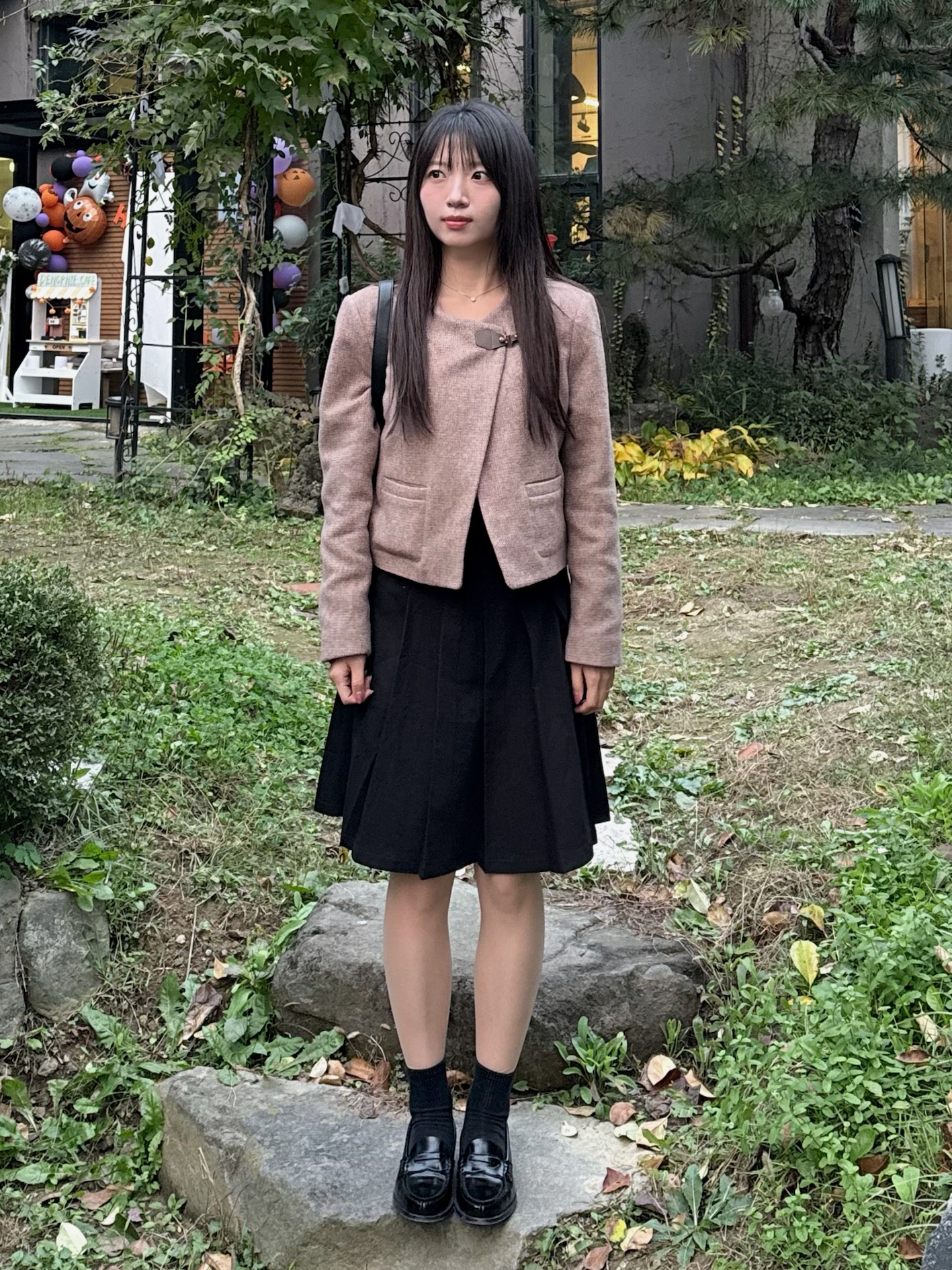 Haruta HS-4514 Penny Loafer Black 착용 스타일 - 1