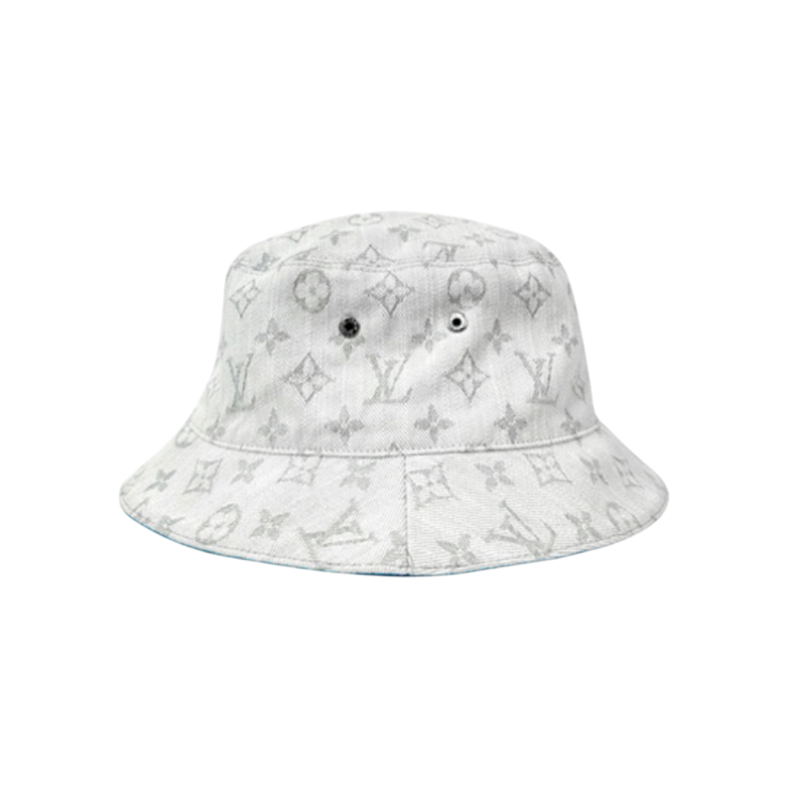IT67H6CEOHK9 Louis Vuitton Monogram Denim Reversible Essential Bucket Hat - White/Blue