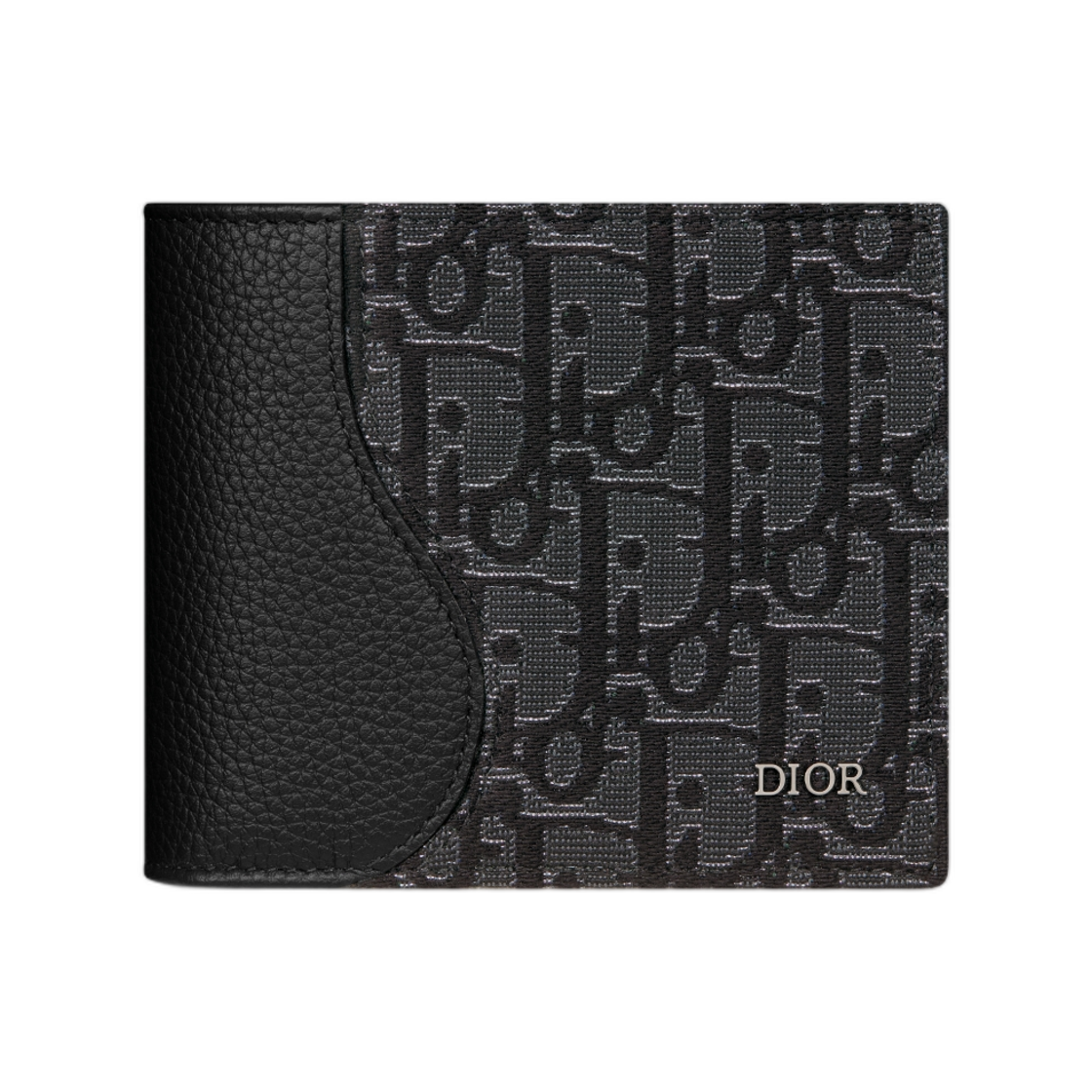 디올 새들 바이 폴드 월렛 그레인드 카프스킨 & 메탈릭 디올 오블리크 자카드 마르퀘트리 블랙 실버(Dior Saddle Bi Fold Wallet Grained Calfskin & Metallic Dior Oblique Jacquard Marquetry Black Silver)