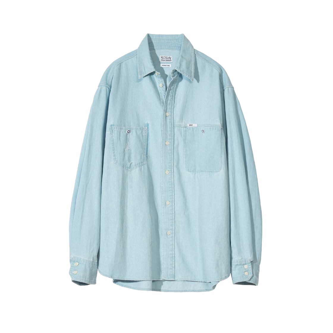 선데이세레머니 빈티지 워시드 재패니즈 데님 셔츠 - 워시 블루(Sunday Ceremony Vintage Washed Japanese Denim Shirt - Wash Blue)