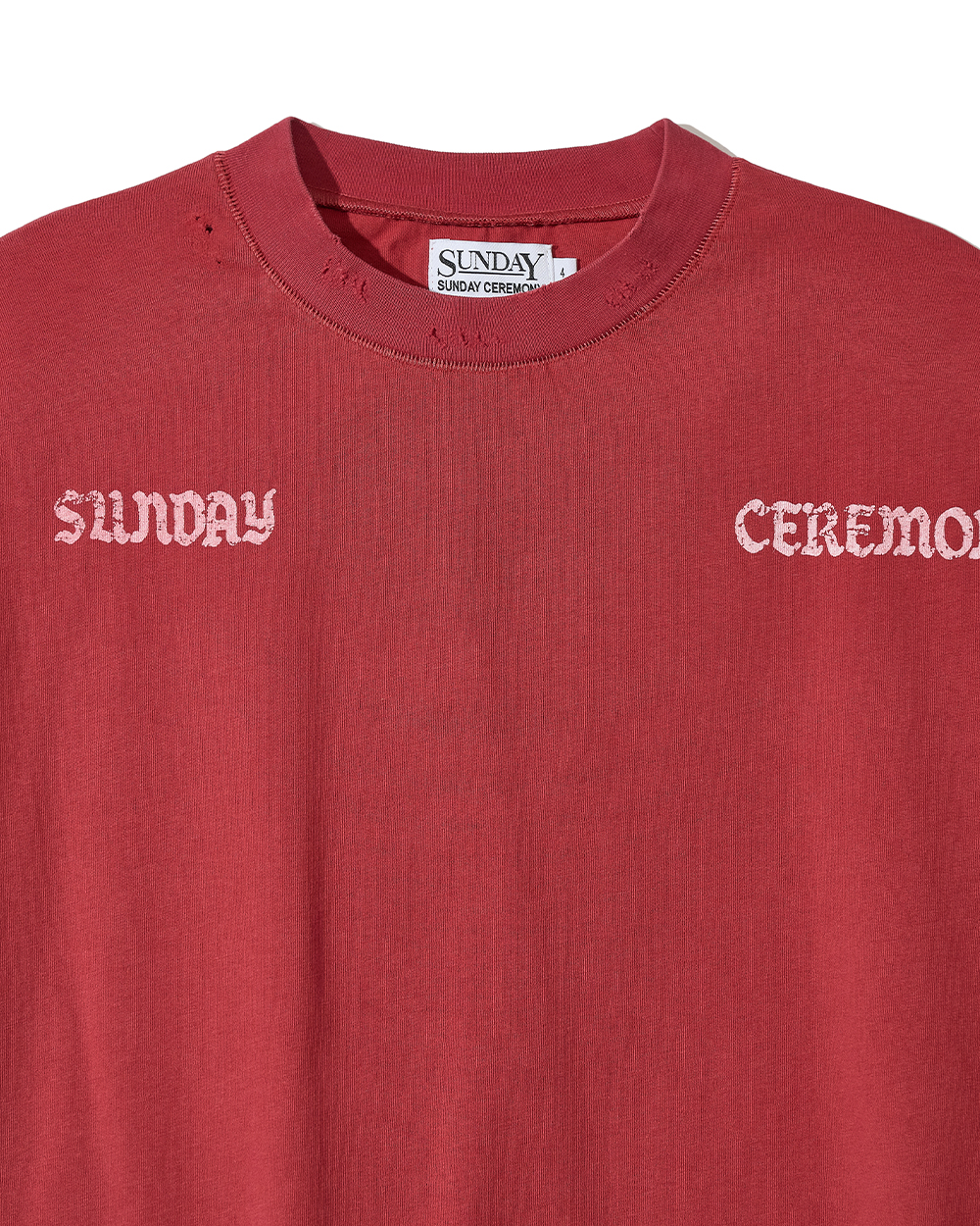 선데이세레머니 프린티드 데미지티 - 레드(Sunday Ceremony Printed Damage Tee - Red) - 3