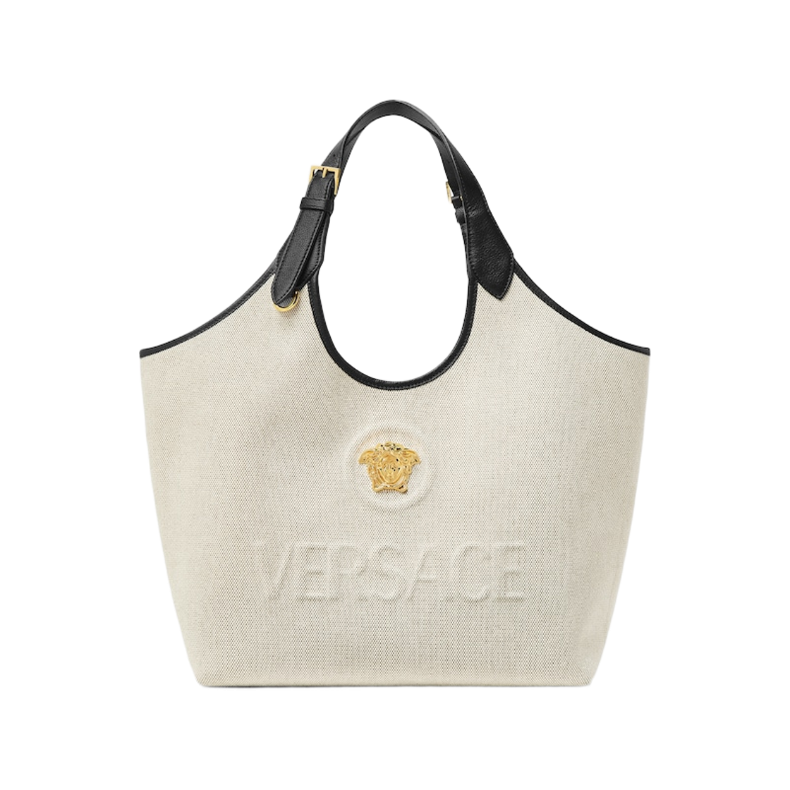 1022210-1A03494-2K86V Versace La Medusa Canvas Tote Bag Beige