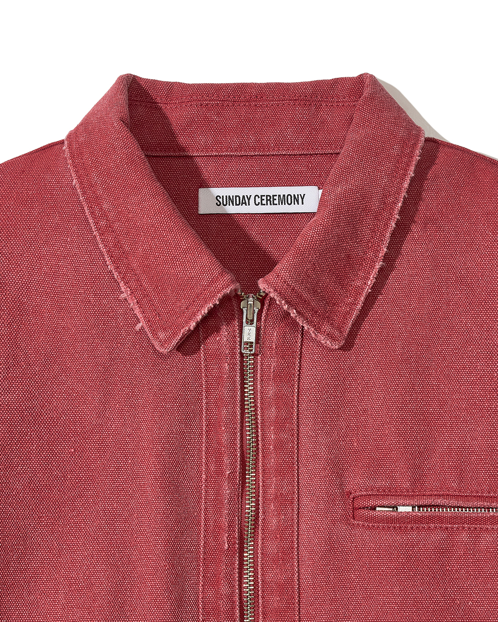 선데이세레머니 데미지 워시드 워크 자켓 - 레드(Sunday Ceremony Damage Washed Work Jacket - Red) - 3