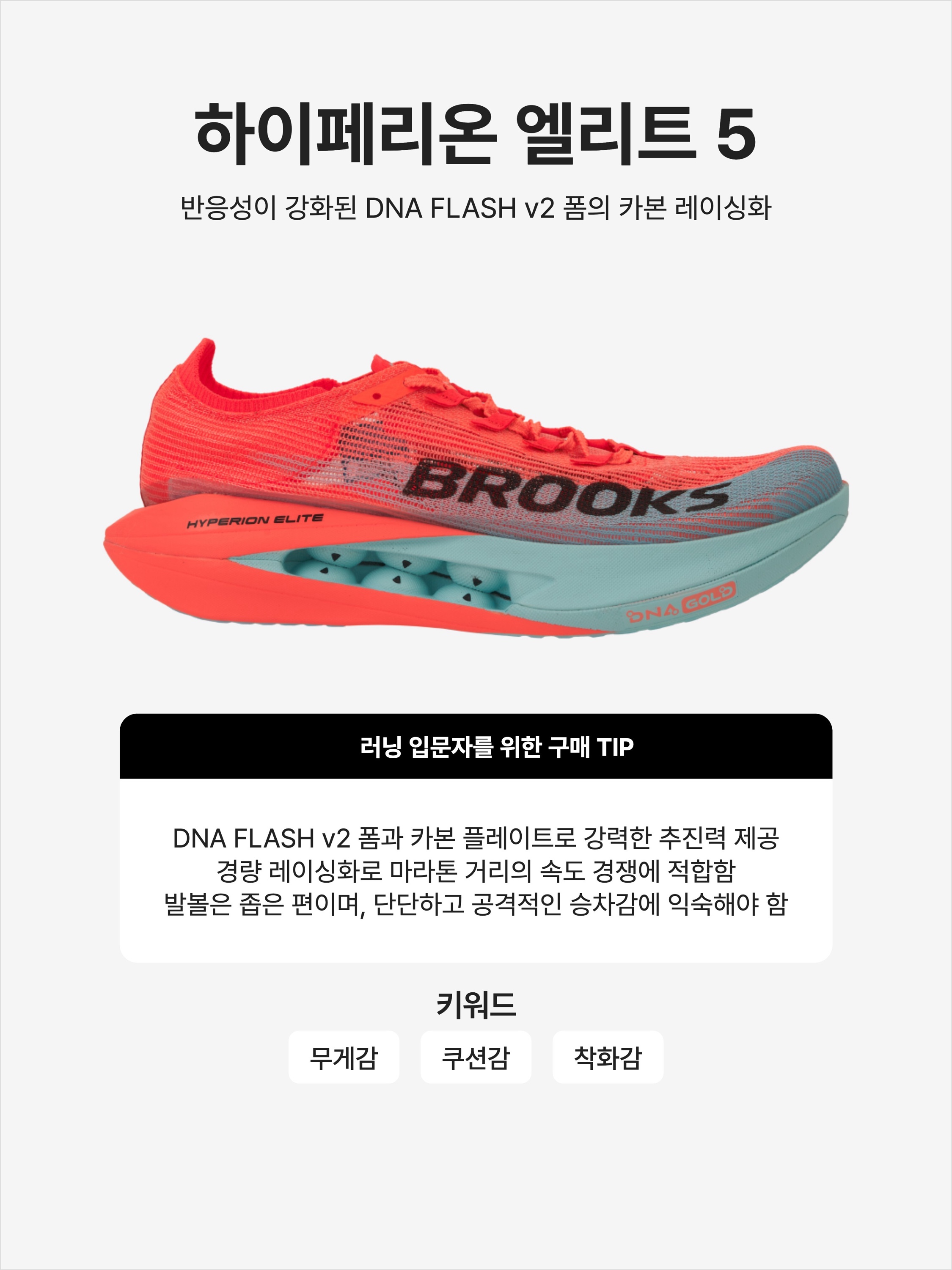 Brooks Running Hyperion Elite 5 Pink Clay Atomizer Blue 착용 스타일 - 1