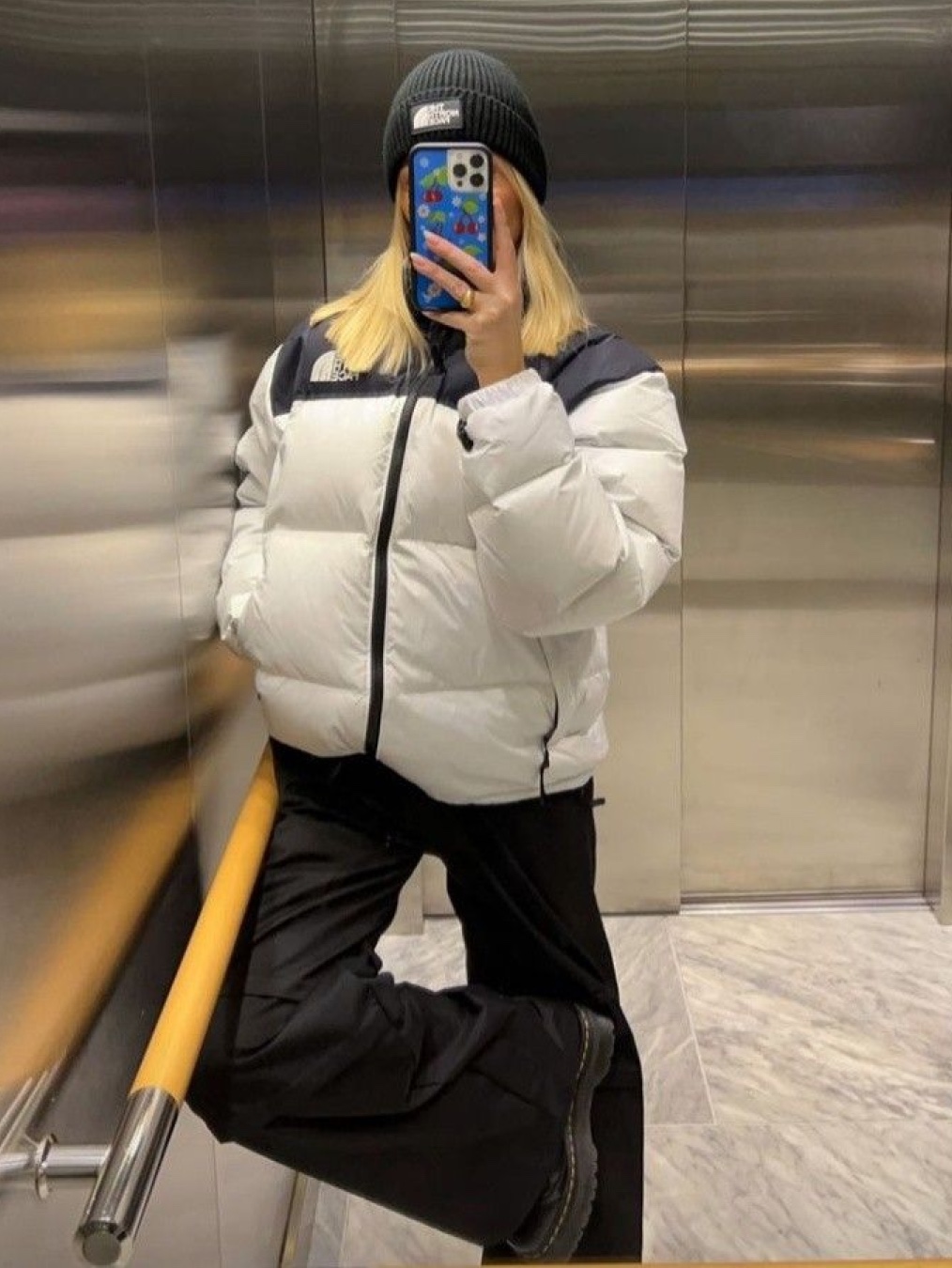 The North Face White Label Novelty Nuptse Down Jacket Heather Gray, (W) The North Face Hydrenalite Down Hoodie Brown 착용 스타일 - 5