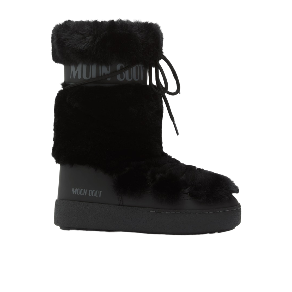 (W) 문부츠 엘트랙 포우 퍼 하이 부츠 블랙((W) Moon Boot Ltrack Faux Fur High Boots Black)
