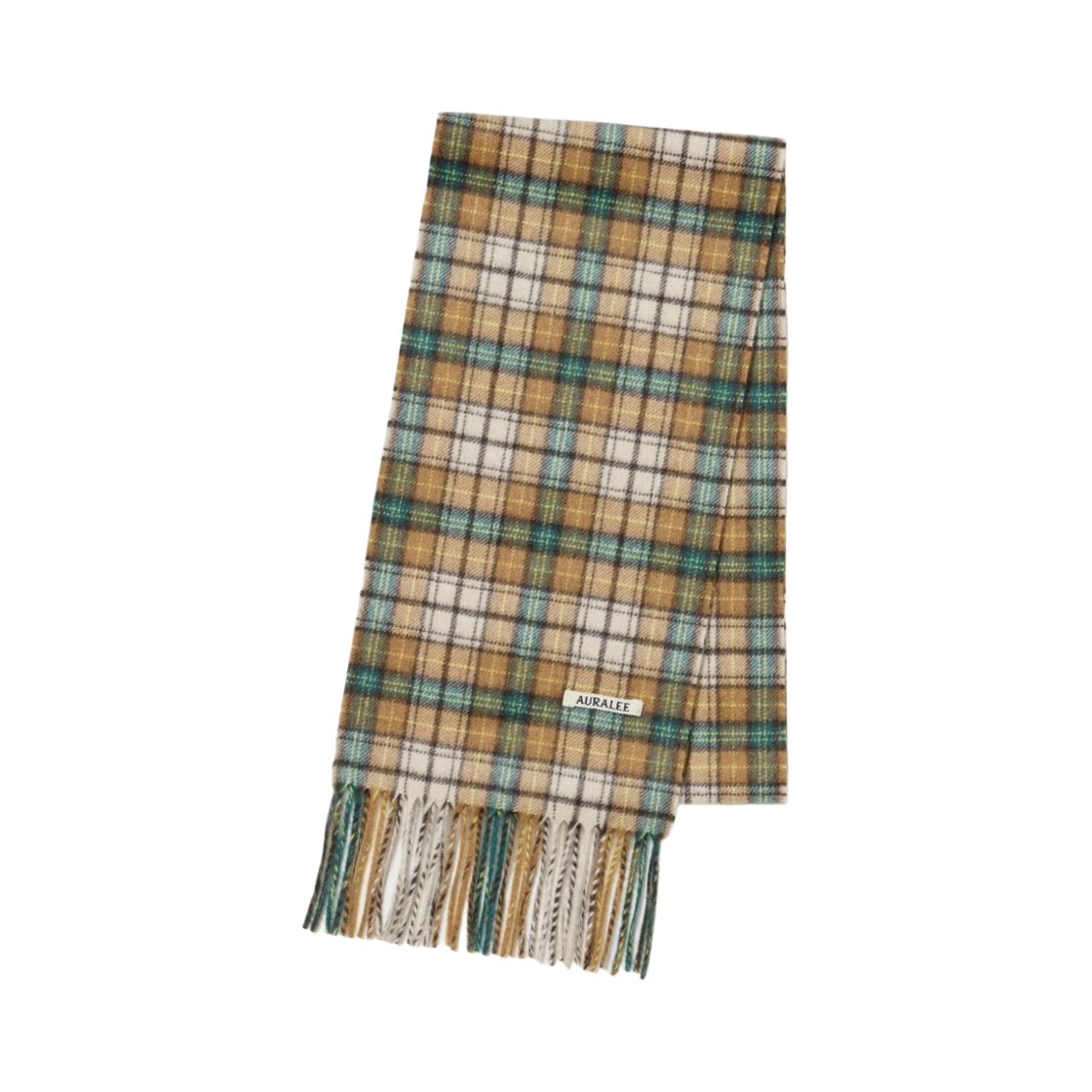 A25AM01MC Auralee Cashmere Check Stole Brown Yellow Check