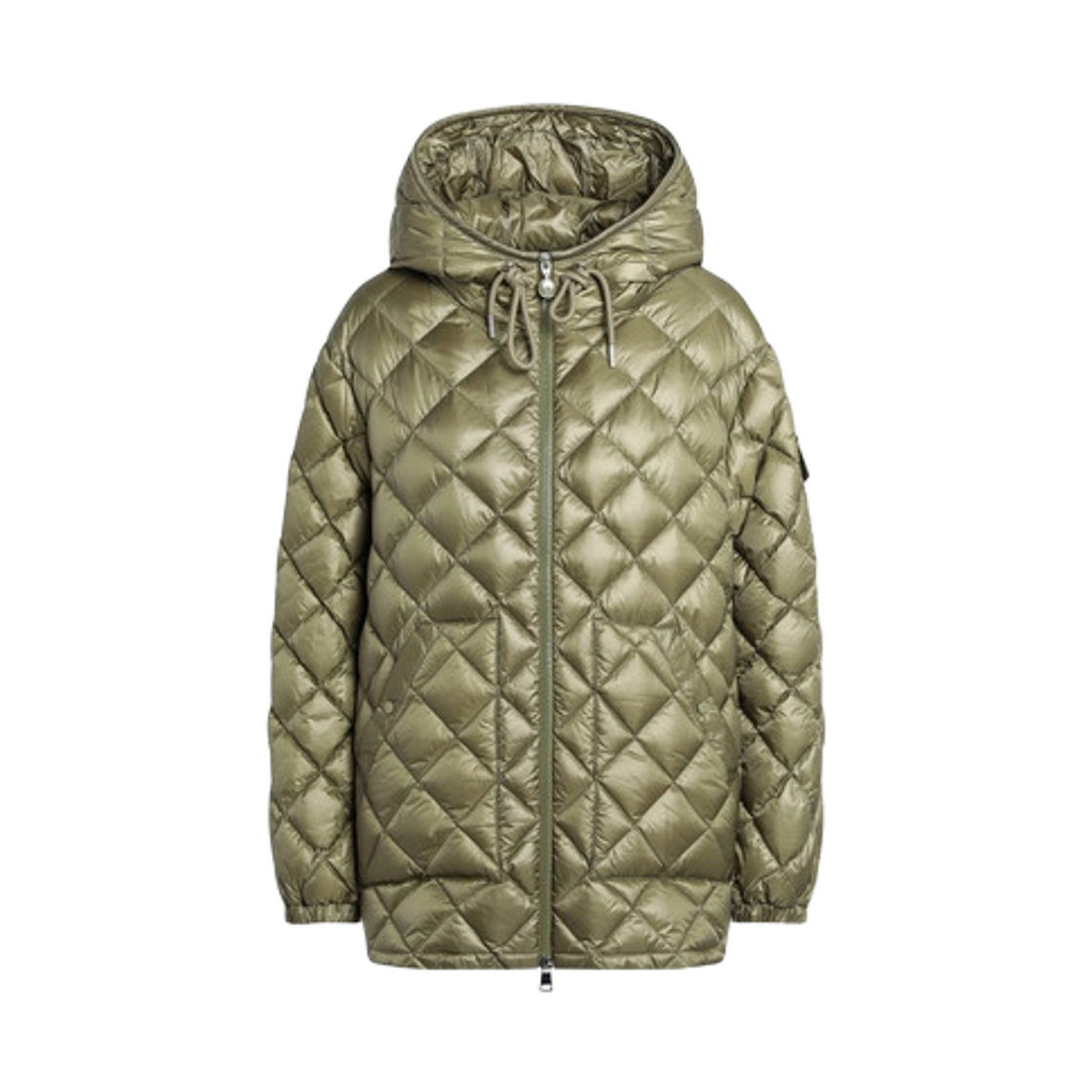 K2-093-2F00013-595ZZ-80T (W) Moncler Diamond Quilted Hooded Short Down Jacket Green - 25FW