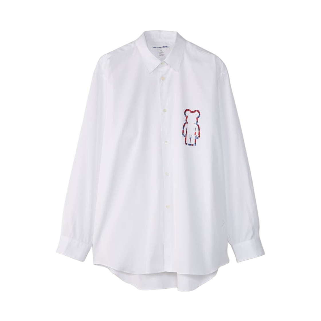 꼼데가르송 셔츠 x 베어브릭 롱슬리브 우븐 셔츠 화이트(Comme des Garcons Shirt x Bearbrick Long Sleeve Woven Shirt White)