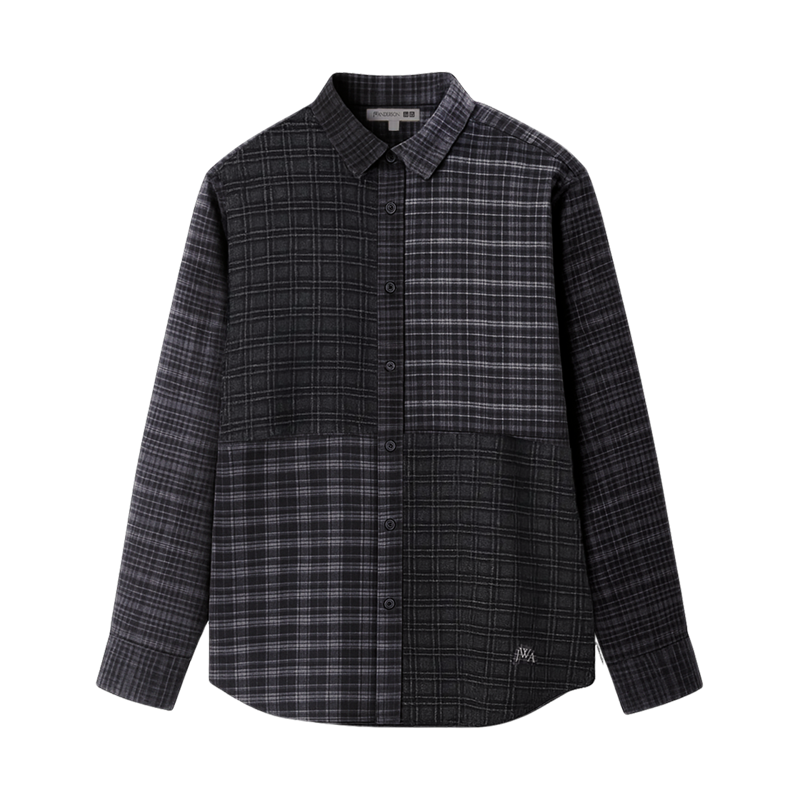 유니클로 x JW 앤더슨 플란넬 셔츠 롱슬리브 레귤러 칼라 A 다크 그레이 - KR